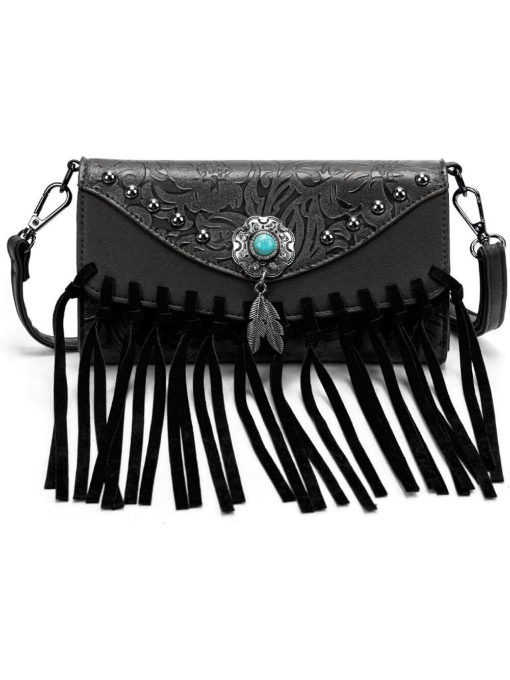 Chic Small Crossbody Bag for Women | Fringe Tassel Shoulder Purse | Turquoise